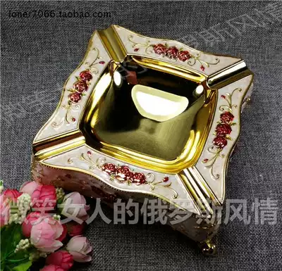 17 Russian metal ashtray ashtray square rose lotus rose diamond gold silver thick