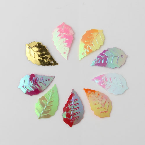 14*25mm colorful leaf plated sequins diy clothing accessories dance dress wedding belly dance accessories