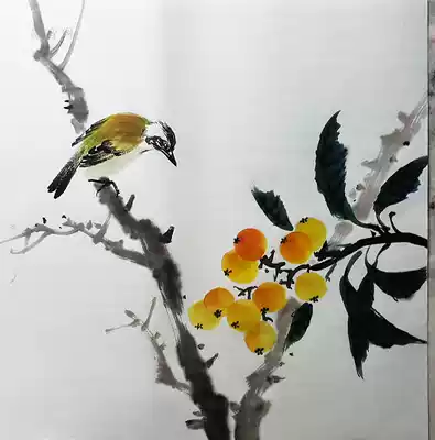 Boutique manuscript bucket flower and bird Chinese painting Kingfisher lotus flower handmade home decoration sketch painting