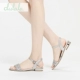 Giày dép đế xuồng 2018 hè mới lady ngọt ngào rỗng bạc gót thấp thời trang giản dị