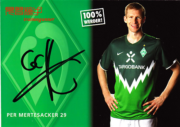 Mertesacker Werder Bremen 2010-11 season autograph official card star card