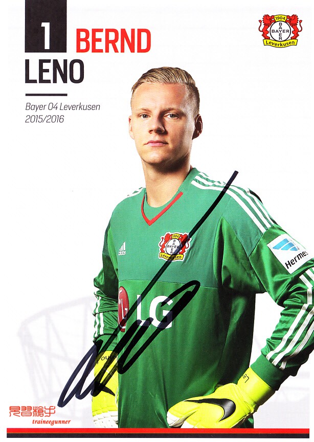 Leno Leverkusen 2015 2015 - -16 season pro-pen signature official card