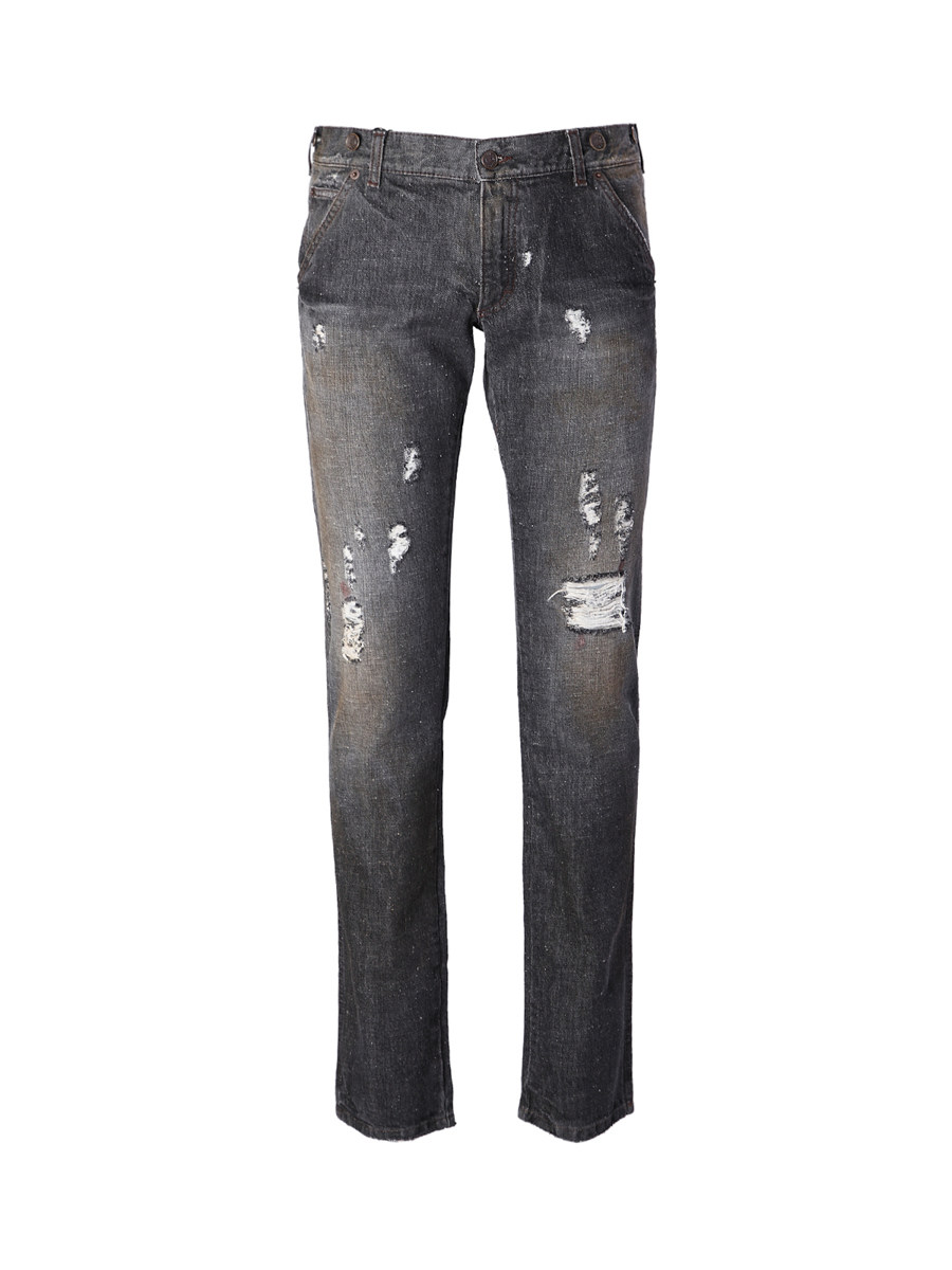 Dolce&Gabbana 黑色破洞水洗牛仔裤