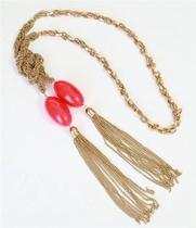 (LZW-441)Vintage ancient solitary resin beads exaggerated tassel necklace