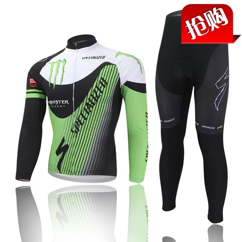 Scratch green oblique strip spring and autumn breathable mountain bike team equipment long-sleeved cycling suit men and women