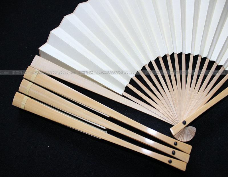 Yuzhu fan primary text play Xuan paper folding fan 9 inch horn nail water grinding jade bamboo fan bone blank fan surface