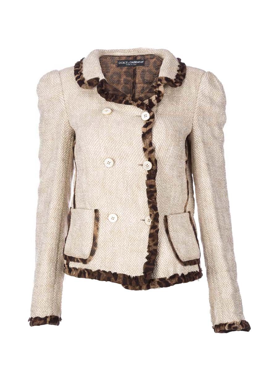 Dolce&Gabbana 米色花边饰双排扣外套