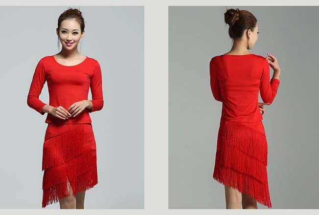 Women's Spring Clothing Latin Dance Tops Long Sleeves Exercise Dress Dance Clothes Square Dance Tops Modern Dance Tops