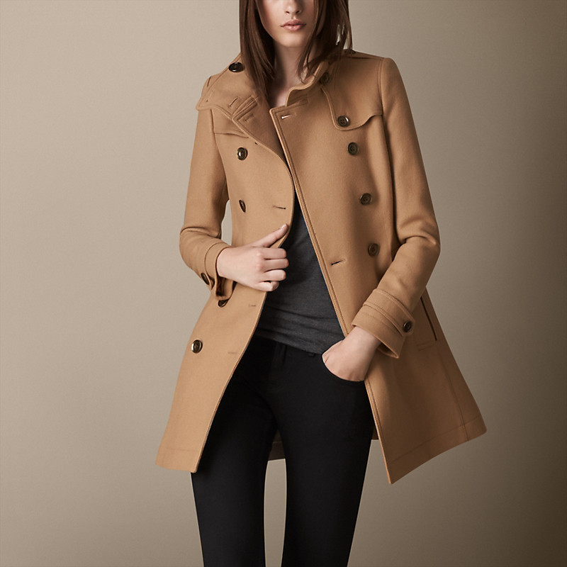 BURBERRY/博柏利短款双面羊毛斜纹Trench大衣 38990501