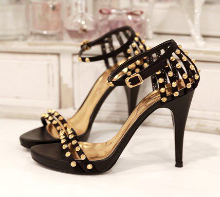 HChen Korea handmade charm of Sister sexy woman taste rivets fine wristband hollow heel sandals