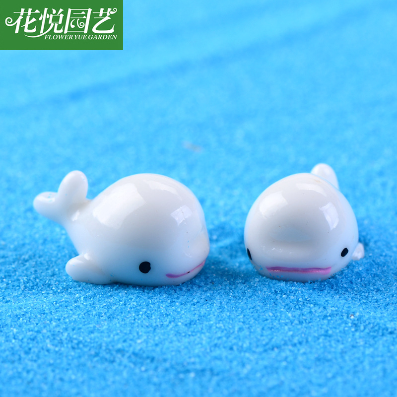 White little dolphin dolphin doll moss micro landscape ornament zakka resin ornament craft ornament