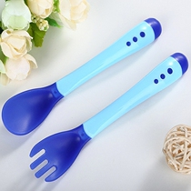 Baby warm fork spoon baby warm soup spoon feeding safety spoon newborn soft head supplementary food tableware