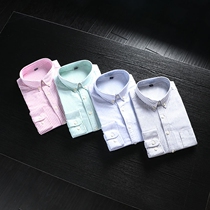 Oxford Spinning Striped Long Sleeve Shirt Foreign Trade Factory Self-made Japanese Leisure Slim Stripe Long Sleeve Shirt Mens Tide