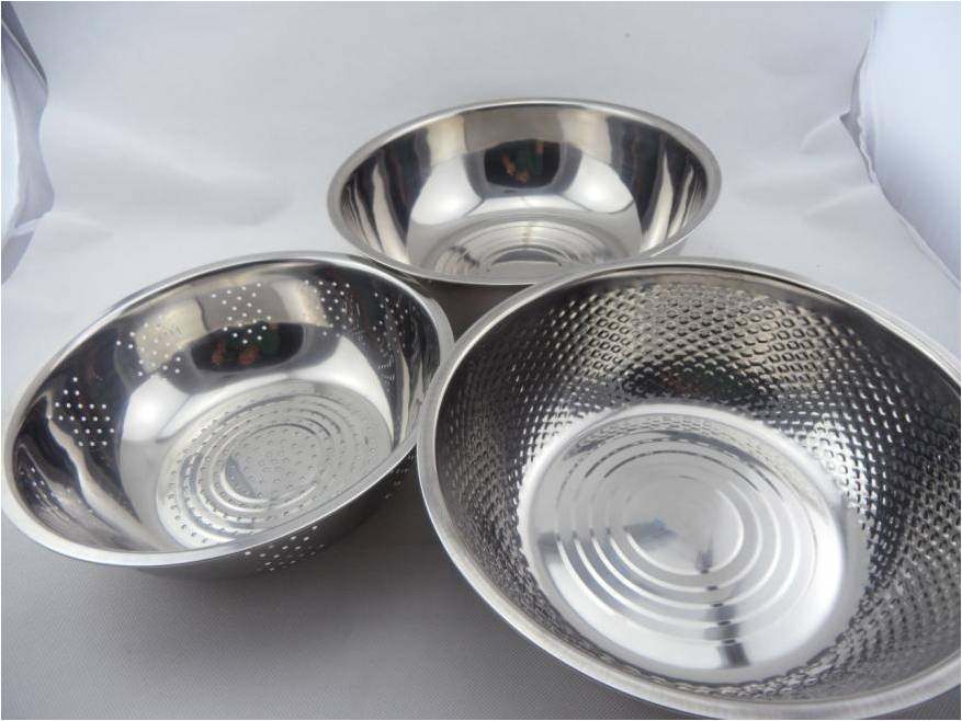 Stainless Steel Wash Rice Sieve Three Sets Vegetable Basket Filter Water Fruit Basket Naughty Rice Basin and Noodle Basin Festival Event Promotion Gifts-Taobao
