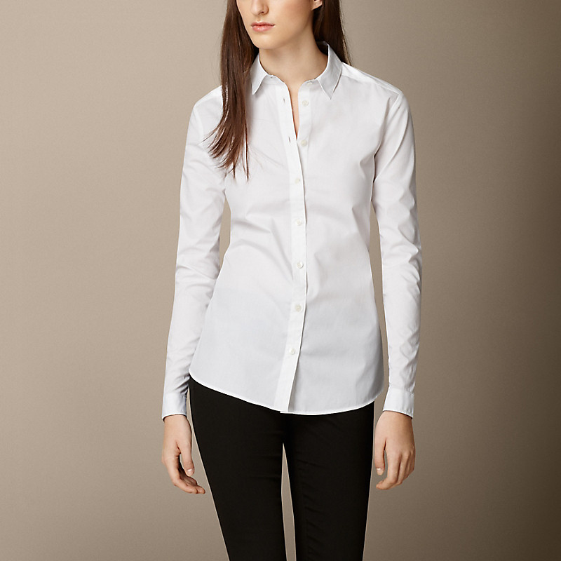 BURBERRY/博柏利格纹装饰弹力棉衬衫 39681411