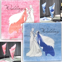 Colour Printed Napkin aperitif Festive Wedding Banquet Paper Towel Party Towels Hotel Dining Mat Pink Bride Blue Groom