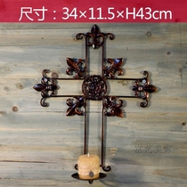 European wrought iron cross wall decoration vintage handmade wrought iron wall hanging American antique crafts wall hanging