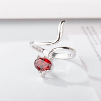 Fox ring female pure silver 2020 new small fox ring female personality natural pomegranate stone ring female
