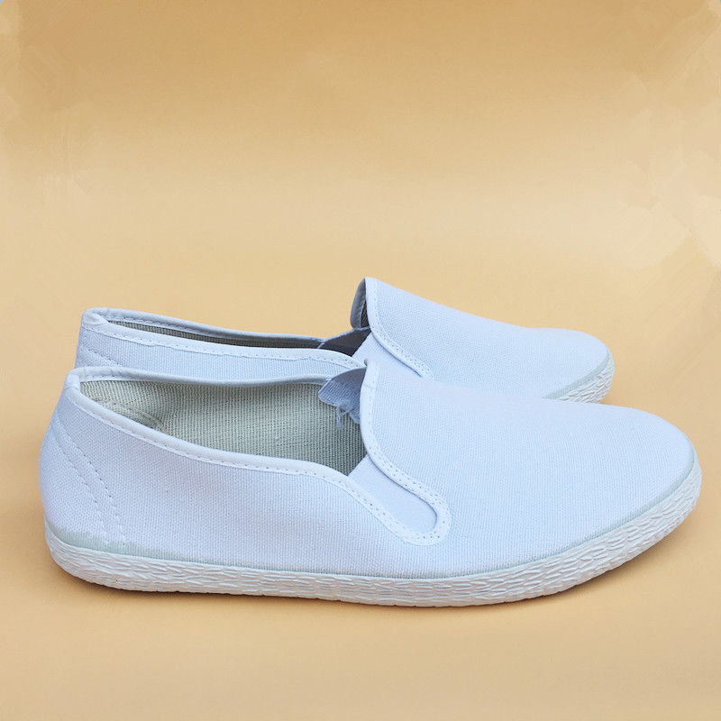 Dongjiang White Canvas Flat Rubber Shoes with Elastic Band, Disposable, for Men, Women, and Children, Suitable for Dance Performances and Parent-Child Activities
