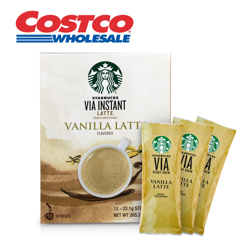 STARBUCKS VIA速溶香草拿铁22g*12包 即冲早餐下午茶Costco直营