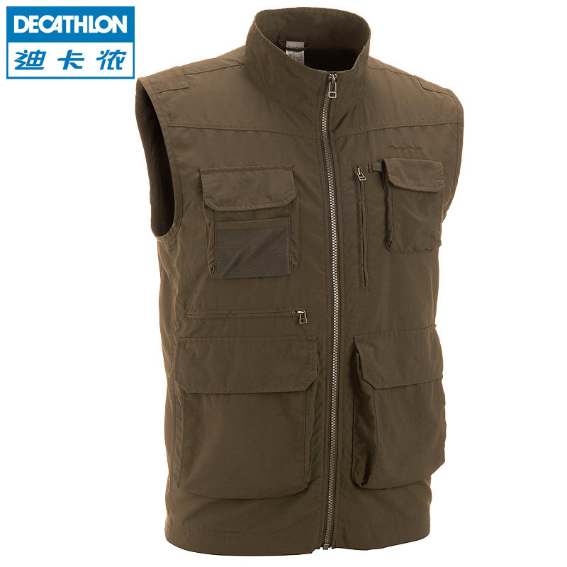 迪卡侬 户外马甲背心 男 多口袋 速干透气 无袖夹克 QUECHUA R1