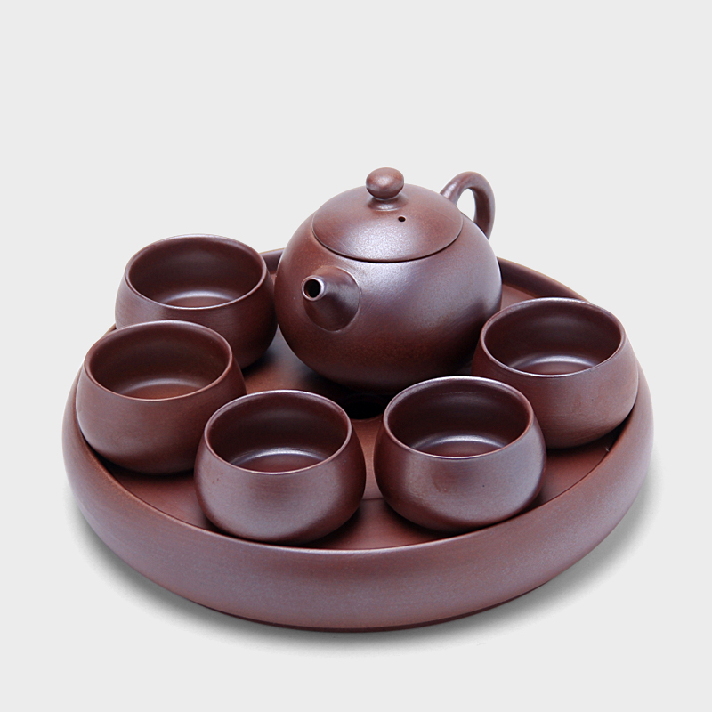 Mingyuan FengTang full manual imitation wood of a complete set of kung fu tea set ceramic coarse pottery tea tray was xi shi pot teapot restoring ancient ways