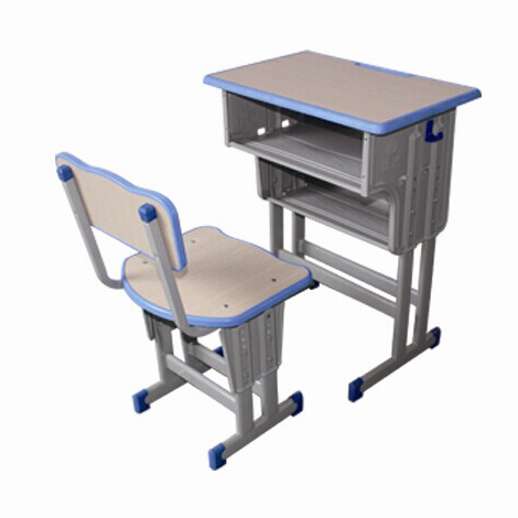 New listing of desks and chairs for primary and secondary school students Single double-column double-layer lifting density board edging table and chair surface