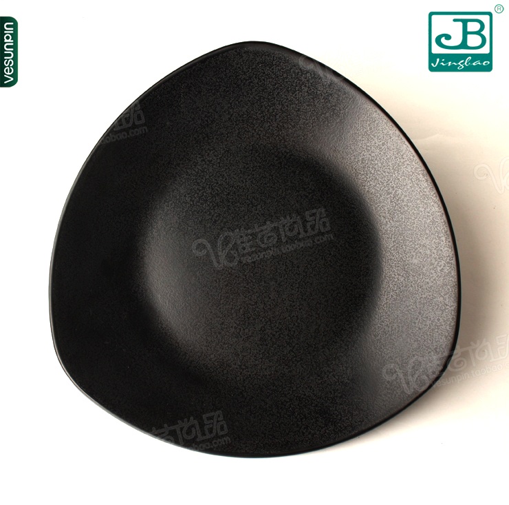 Miri Garbo Black Tableware Hotel Triangle Disc Melamine Plate Imitation Porcelain Plate Anti-Fall Plastic Dinner Plate B058