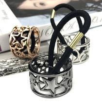 Korean version of hair accessories Korean ponytail buckle vintage women tie head rope leather band hollow metal hair ring Hair buckle personality hair rope