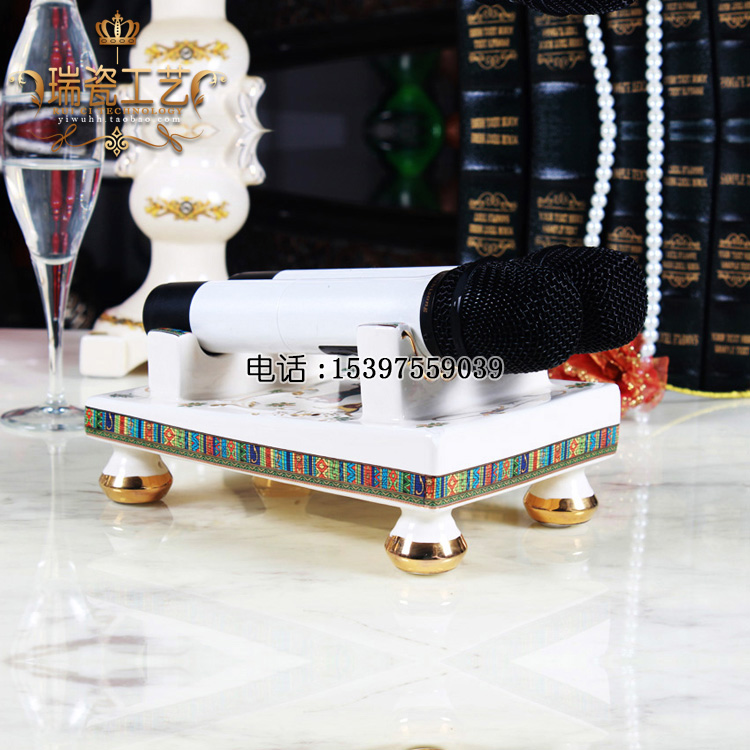 Ceramic love horse lying microphone stand KTV stage microphone stand flat wheat stand mansion clubhouse microphone stand