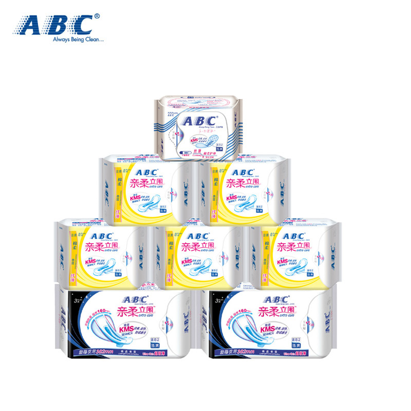 ABC卫生巾棉柔表层日用40片超长夜用6片护垫22片组合套装