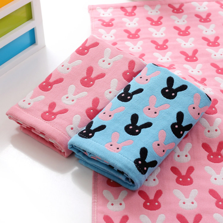 Cotton gauze scarf three layers of promotional children wash facial towel in kindergarten with 2 strips