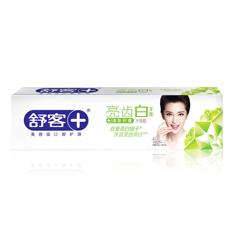 舒客亮齿白清新柠檬牙膏105g 清新口气防蛀美白去渍不含氟包邮
