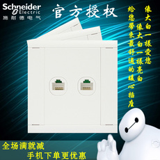 Розетка сетевая LAN 施耐德开关插座a5莹润系列 双联电脑网线双电脑 86型面板