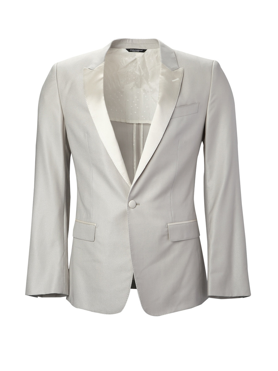 Dolce&Gabbana 乳白色戗驳领一粒扣饰修身西装