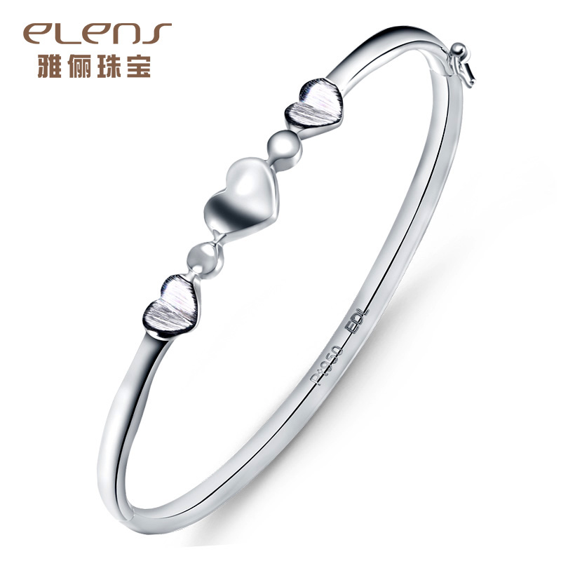 elens/雅俪珠宝pt950铂金手镯女简约时尚白金手环结婚嫁娶金手链