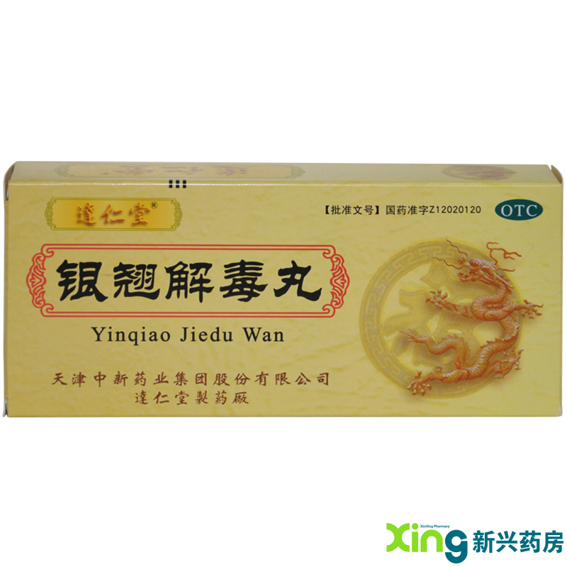 达仁堂银翘解毒丸10丸风热感冒发热头痛咳嗽口干咽喉疼痛辛凉解表