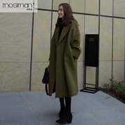 Chống mùa len màu đen coat dày hơn kích thước lớn Hàn Quốc phiên bản của gió áo len nữ coat caramel màu dài retro