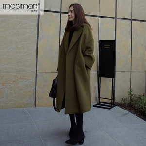 Chống mùa len màu đen coat dày hơn kích thước lớn Hàn Quốc phiên bản của gió áo len nữ coat caramel màu dài retro