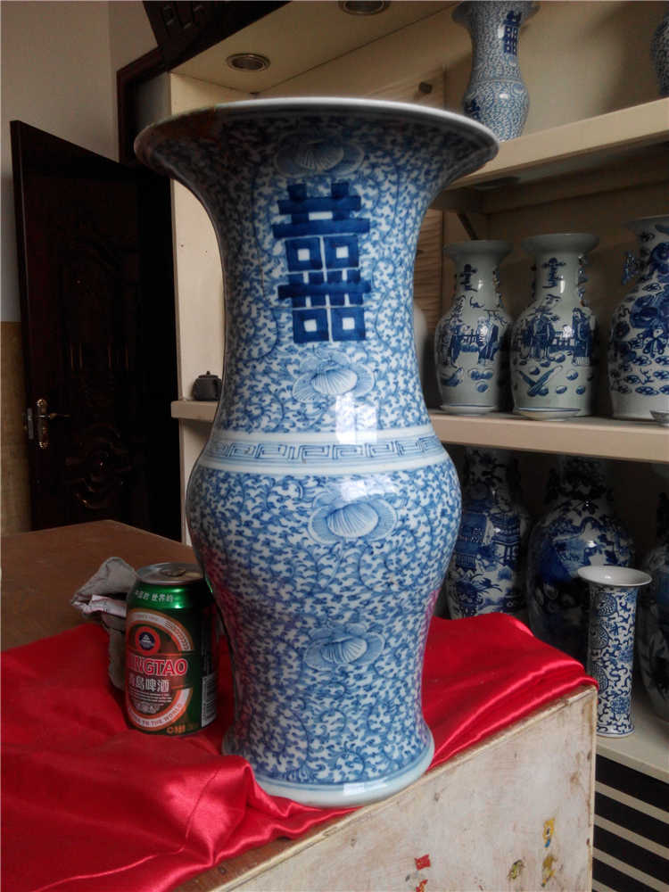 中国 青花 双喜文 小瓶 M R6639