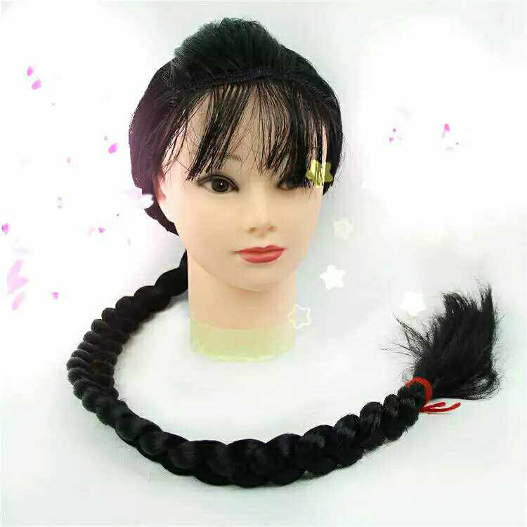 Drama Tiemei headdress dance performance braid wig Xi'er big braid headgear Anti-Japanese war maid wig braid