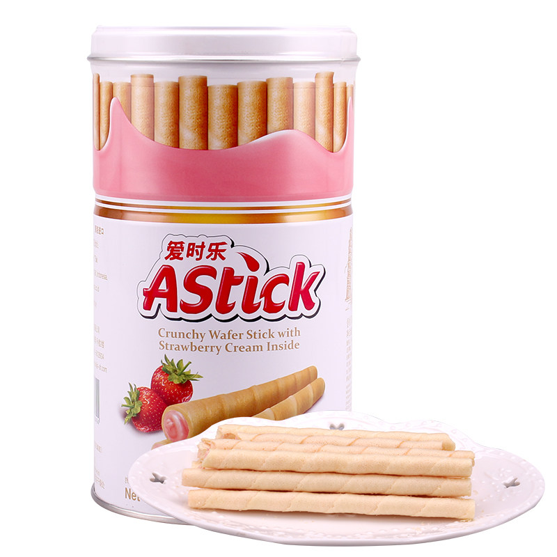 【天猫超市】印尼进口 Astick爱时乐 草莓味威化卷心酥330g/罐