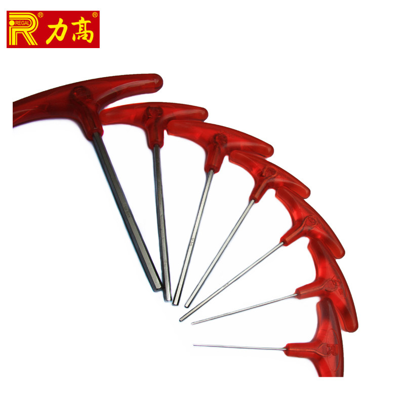 (Taiwan Li gao regal) imported S2 steel red rubber handle T type hexagonal wrench 1.5-10mm
