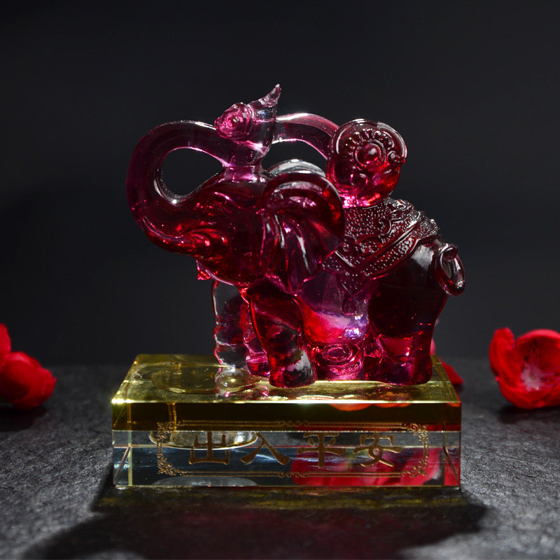 汽车香水座琉璃大象车载内饰摆件英菲尼迪QX70QX50兰德酷路泽大迈