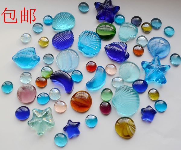 Various shapes are mixed with glass beads pebble glass stone fish tank decoration aquarium landscaping home improvement platform