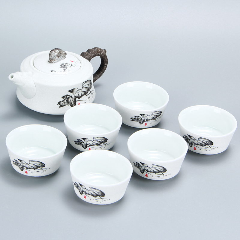 White porcelain kung fu tea set jingdezhen ceramic tureen home six cups of a complete set of tea kungfu tea set