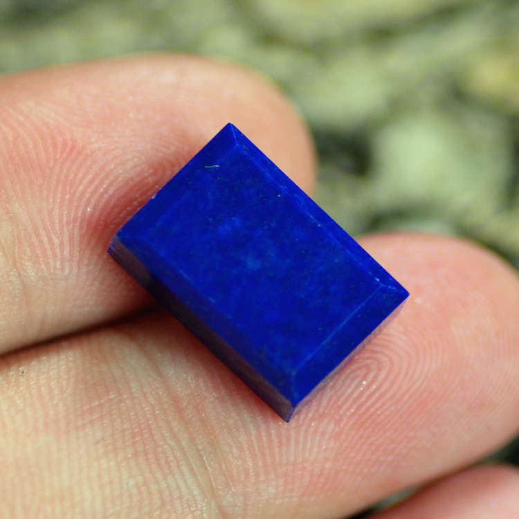 Lapis lazuli square ring surface bare stone raw stone jade square brand No white less gold Afghan material Imperial blue