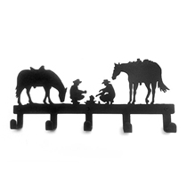 Original design denim series creative hook wrought iron clothes hang American country pastoral punch-free clothes hook