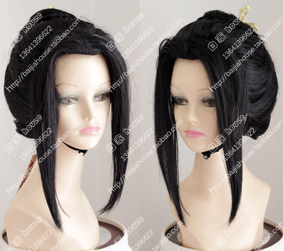 日本cos假髮舞姬歌姬藝妓花魁盤髮黑色和服造型表演假髮