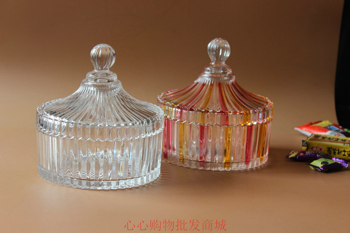   Crystal Glass Sugar Cylinder Storage Tank Dried Fruit Jars Candy Jar Home Hotel Supplies-Taobao